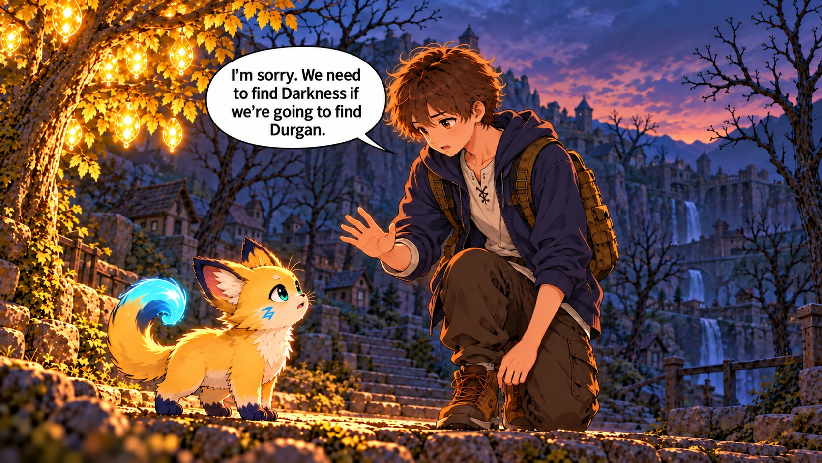 Scene 14 with English speech balloons