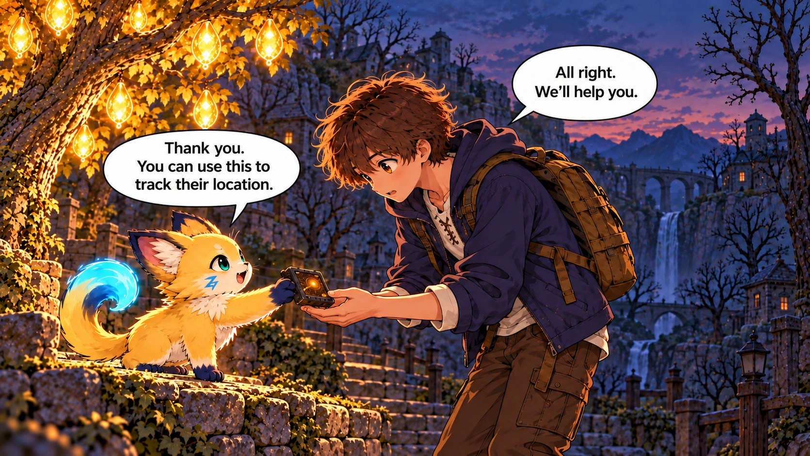Scene 17 with English speech balloons