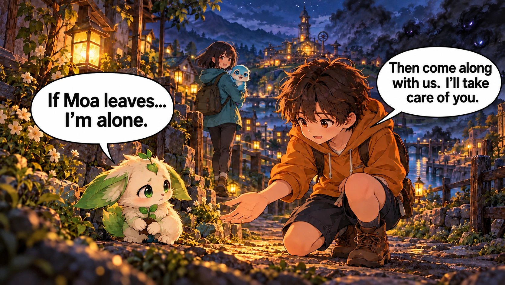 Scene 10 with English speech balloons