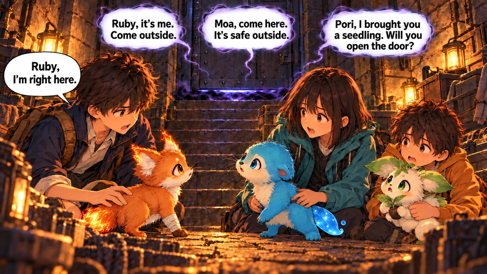 Scene 12 with English speech balloons