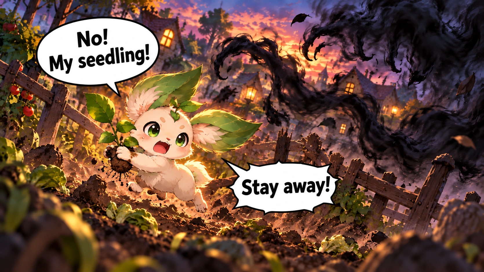 Scene 3 with English speech balloons