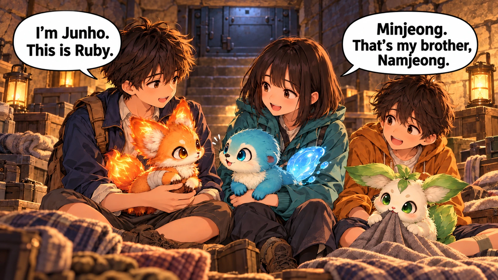 Scene 8 with English speech balloons