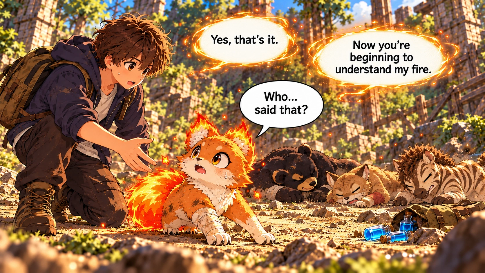 Scene 12 with English speech balloons