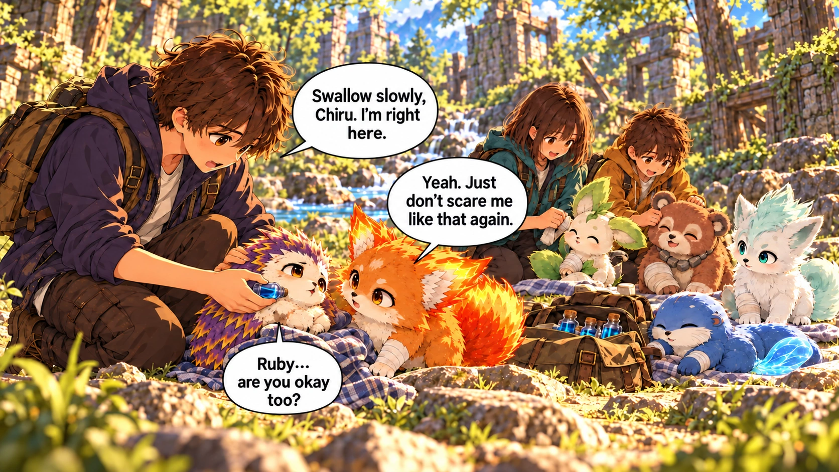 Scene 13 with English speech balloons