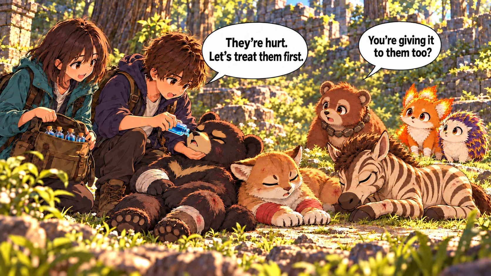 Scene 14 with English speech balloons
