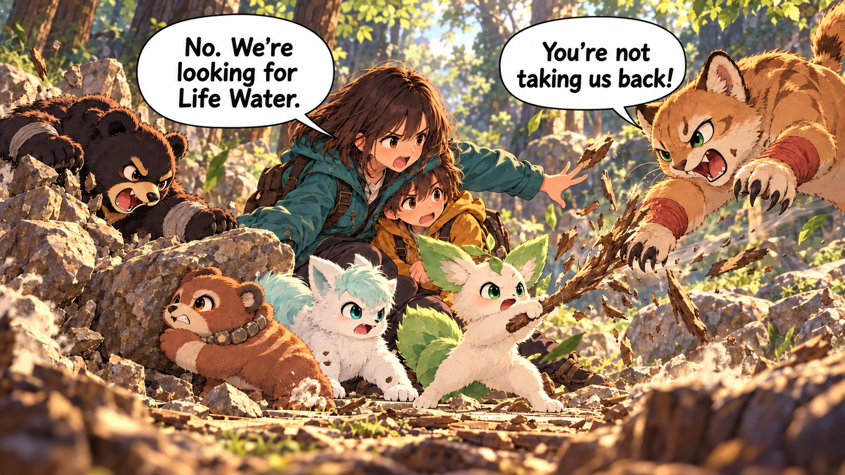 Scene 2 with English speech balloons