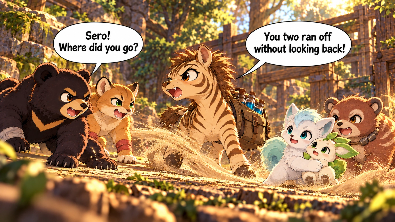 Scene 4 with English speech balloons