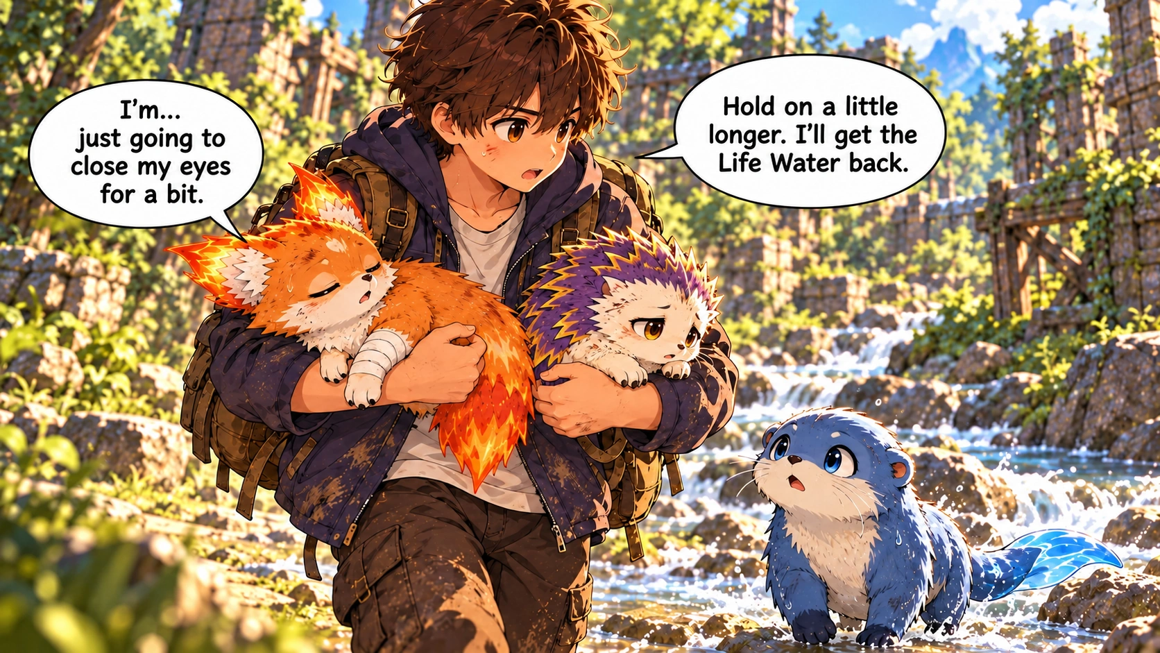 Scene 5 with English speech balloons