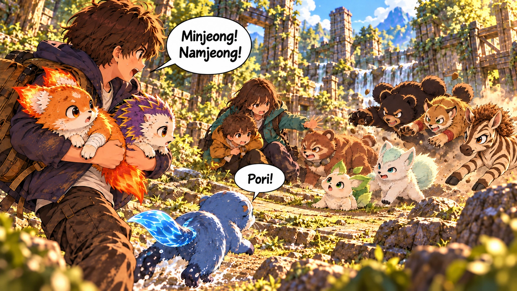 Scene 7 with English speech balloons