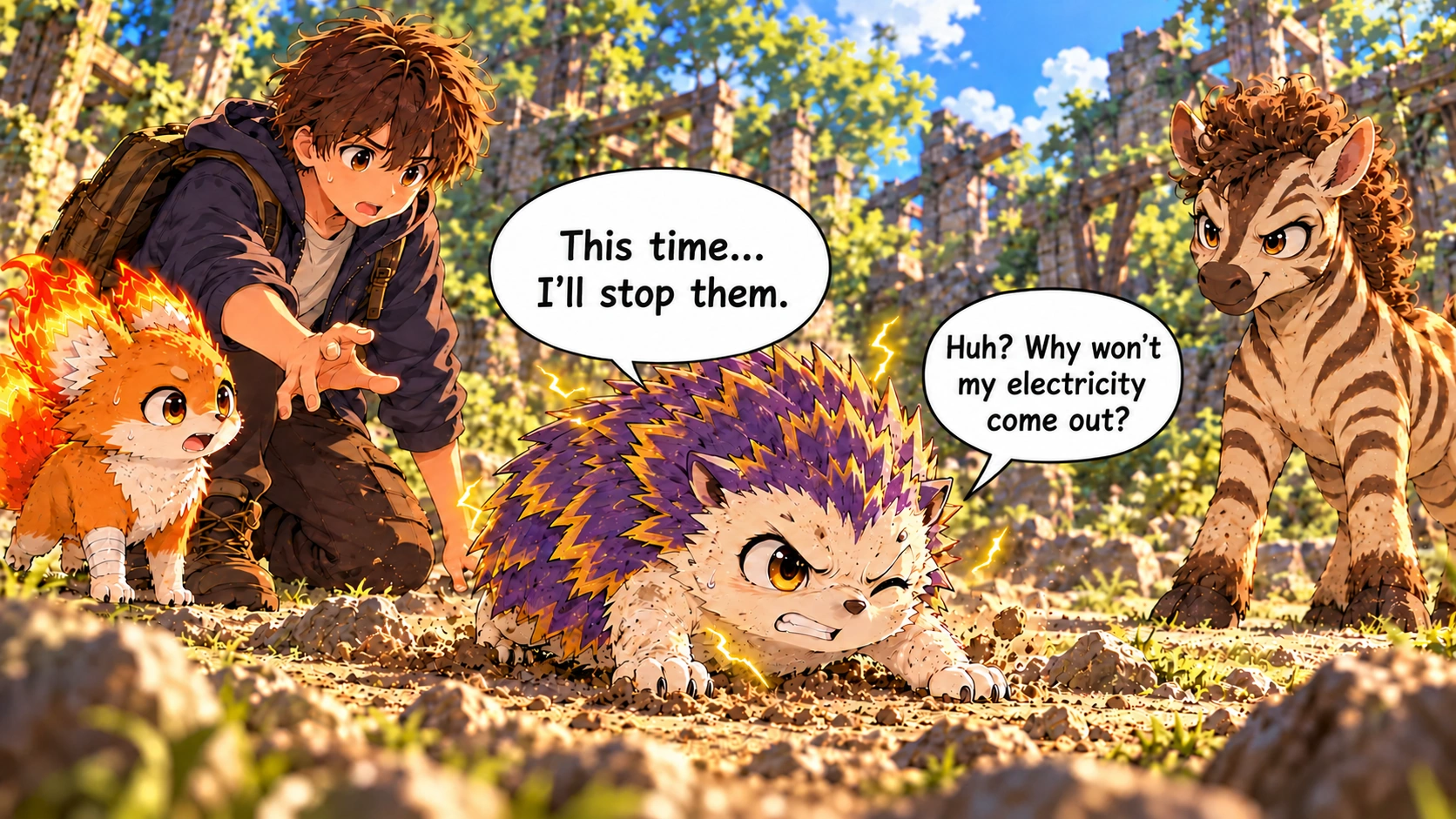 Scene 9 with English speech balloons