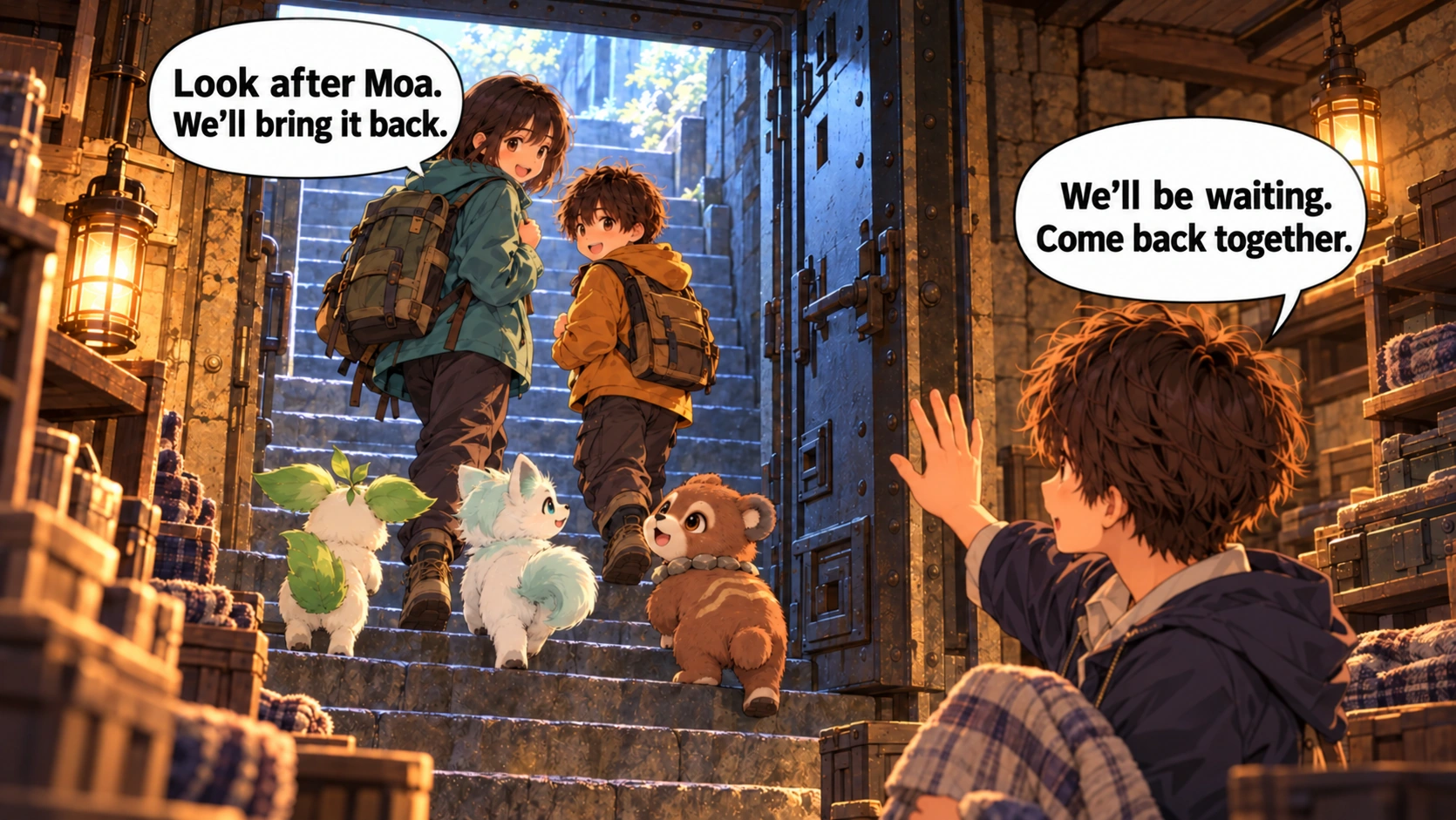 Scene 12 with English speech balloons