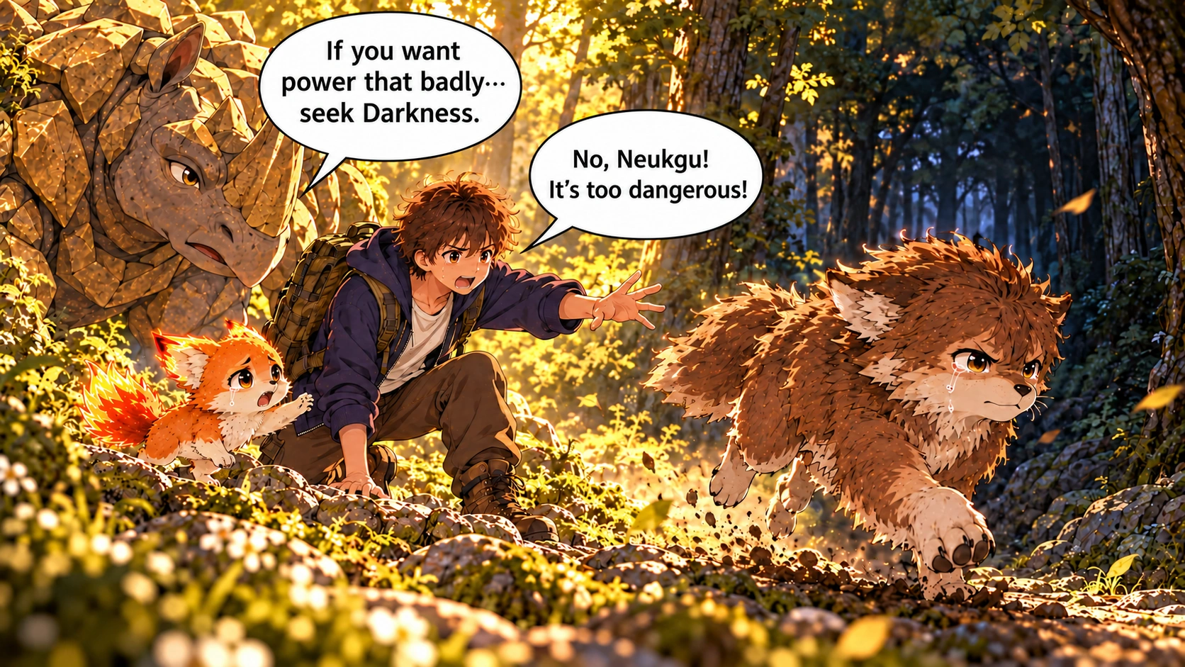 Scene 10 with English speech balloons