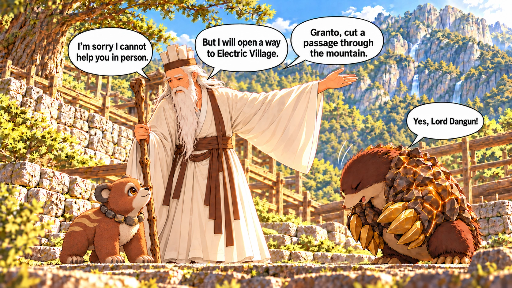 Scene 13 with English speech balloons