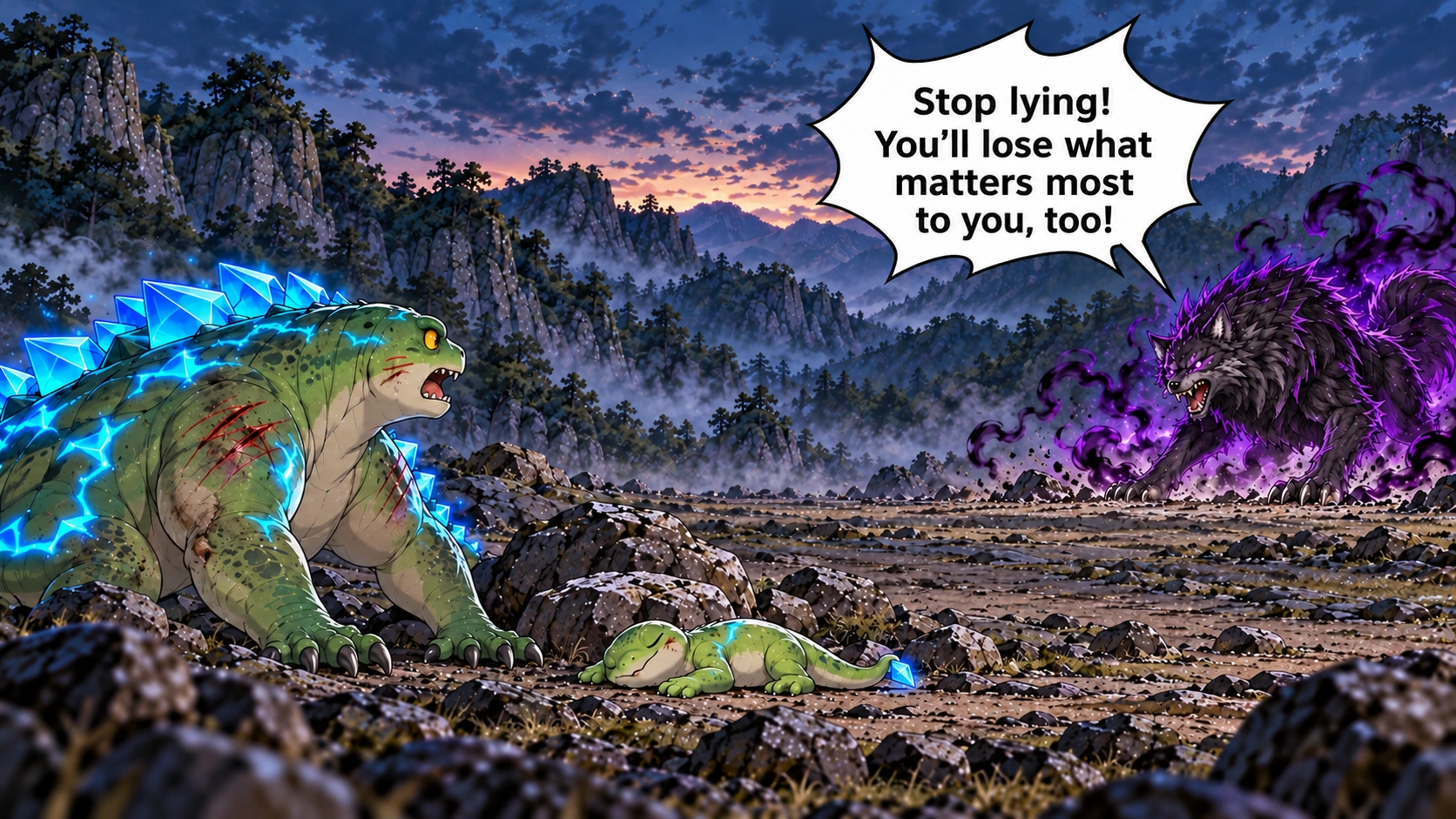 Scene 12 with English speech balloons