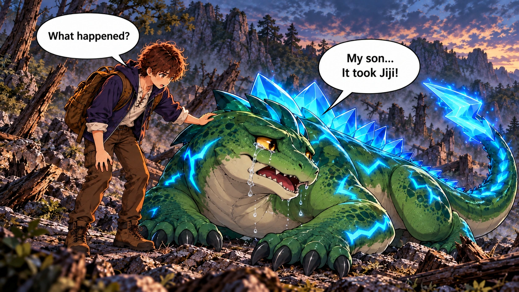 Scene 3 with English speech balloons