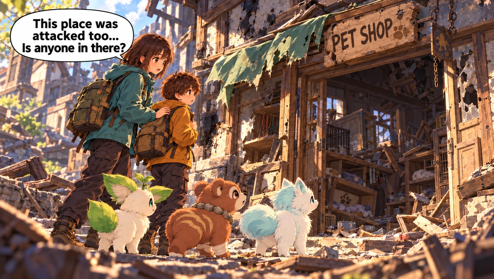 Scene 8 with English speech balloons