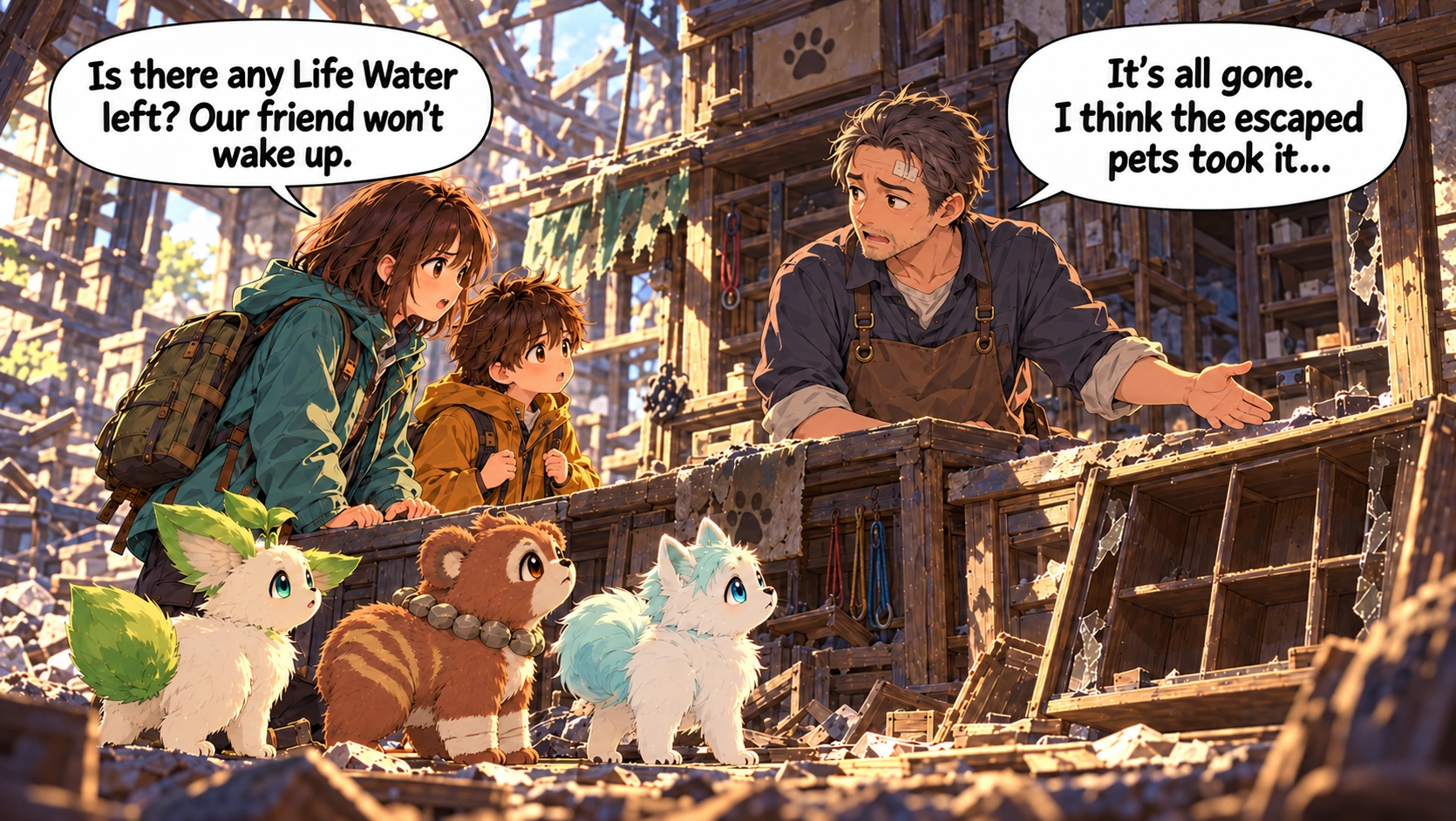 Scene 9 with English speech balloons
