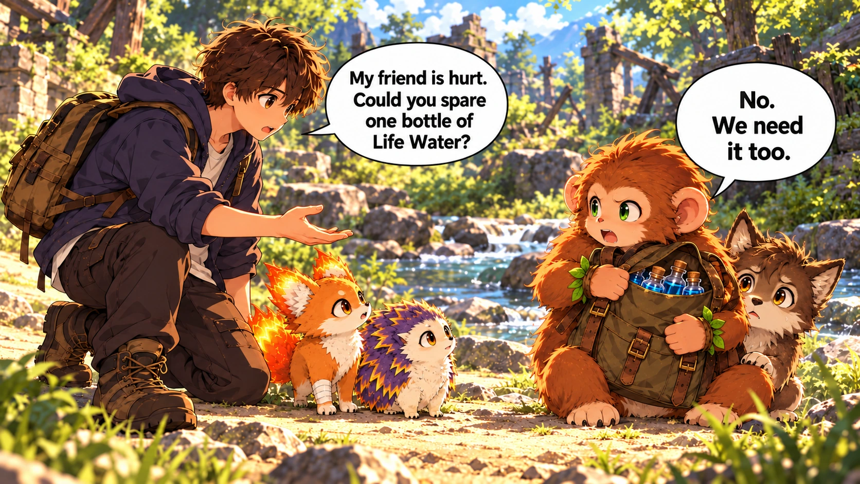 Scene 4 with English speech balloons