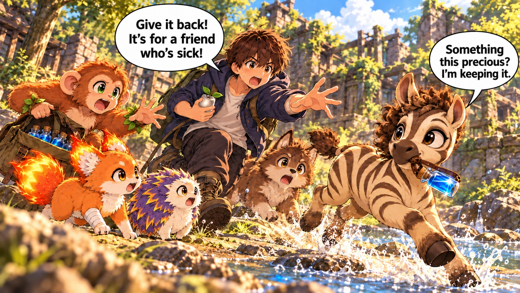 Scene 6 with English speech balloons