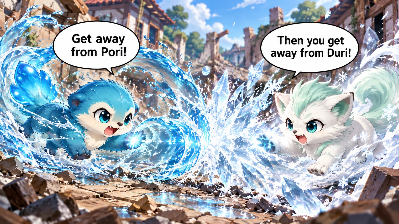 Scene 11 with English speech balloons