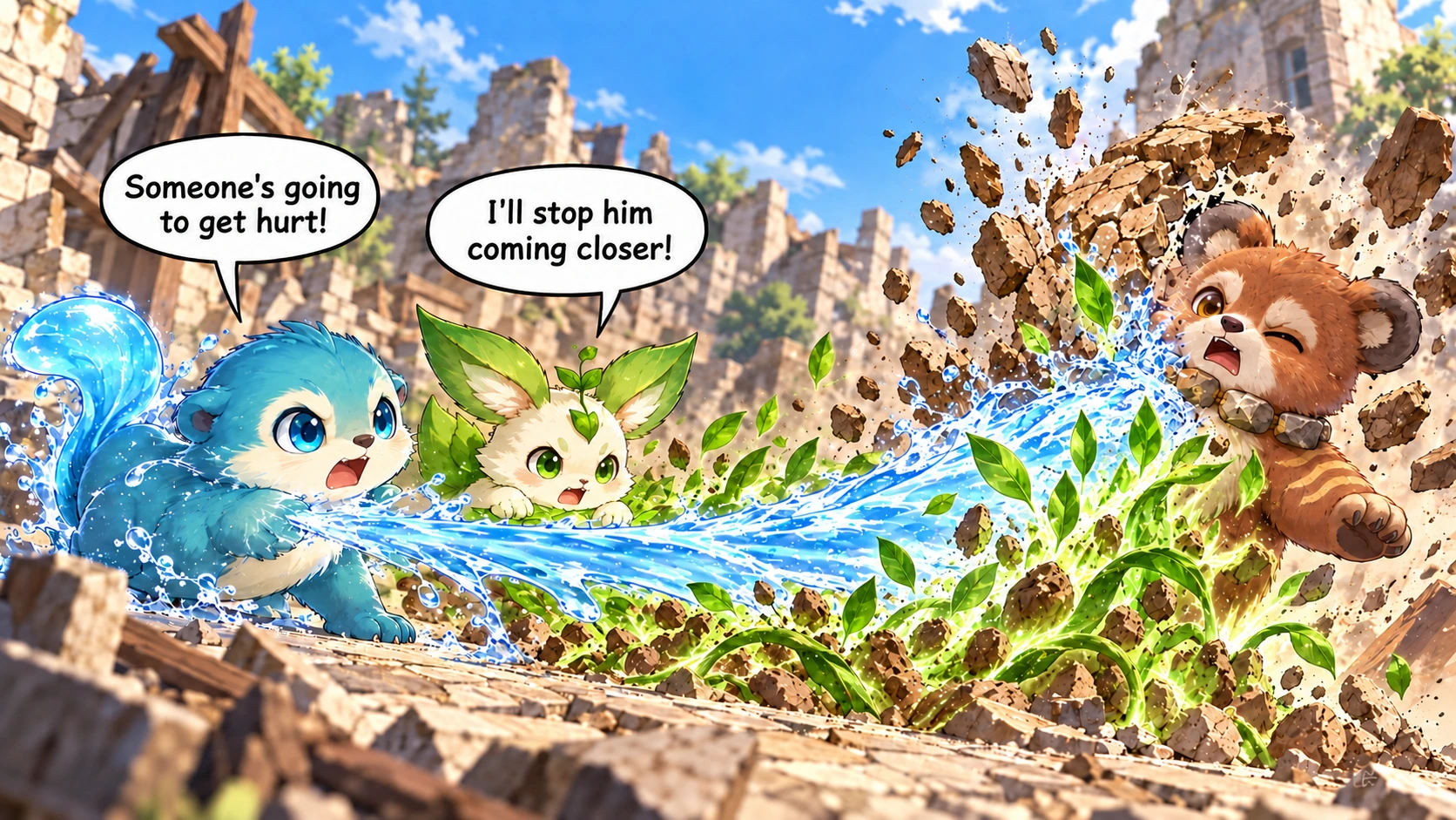 Scene 9 with English speech balloons